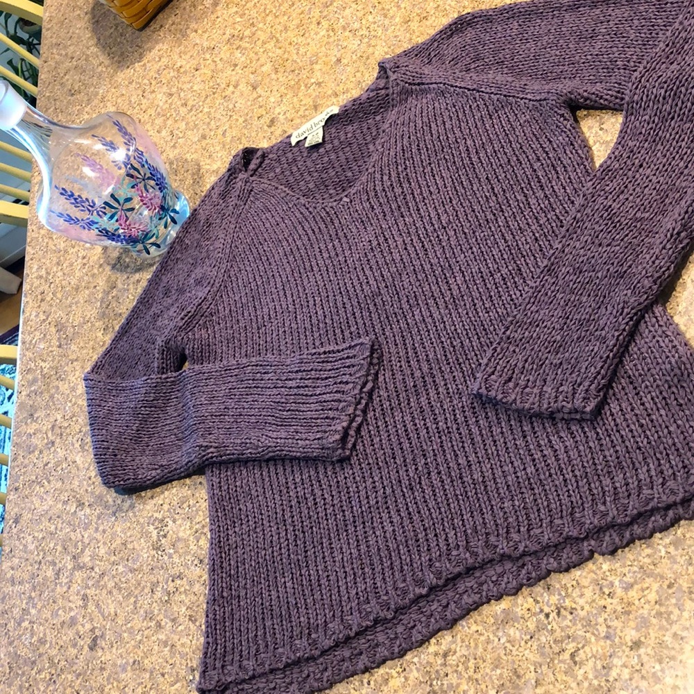 David Brooks Purple V Neck Sweater Size S/P